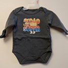 Small Wonders 3/4 Sleeve Bodysuit Creeper Fits like 9M Boy Gray My Dad Is Super