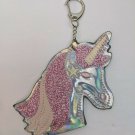 Unicorn Pony Head Metallic/Pink Soft Padded vinyl Keychain Decoration 3" Tall