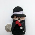 Magician in Black Cape, Red Bowtie Plush Finger Puppet Animal 2.5" Tall