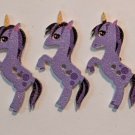 Purple Unicorn Pony Button Lot of 5 Matching Painted Wood 2-Hole Buttons