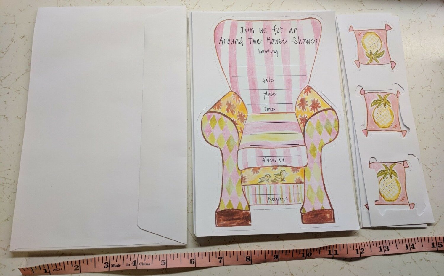 Around the House Shower Invitations Easy Chair w/ Pillow - partial set