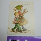 Heartland Classic Autumn Cuties Greeting Card Boy & Girl Carrying Firewood