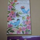 Famous Artists Studios Greeting Card VTG Anniversary Bluebirds w/ Hats