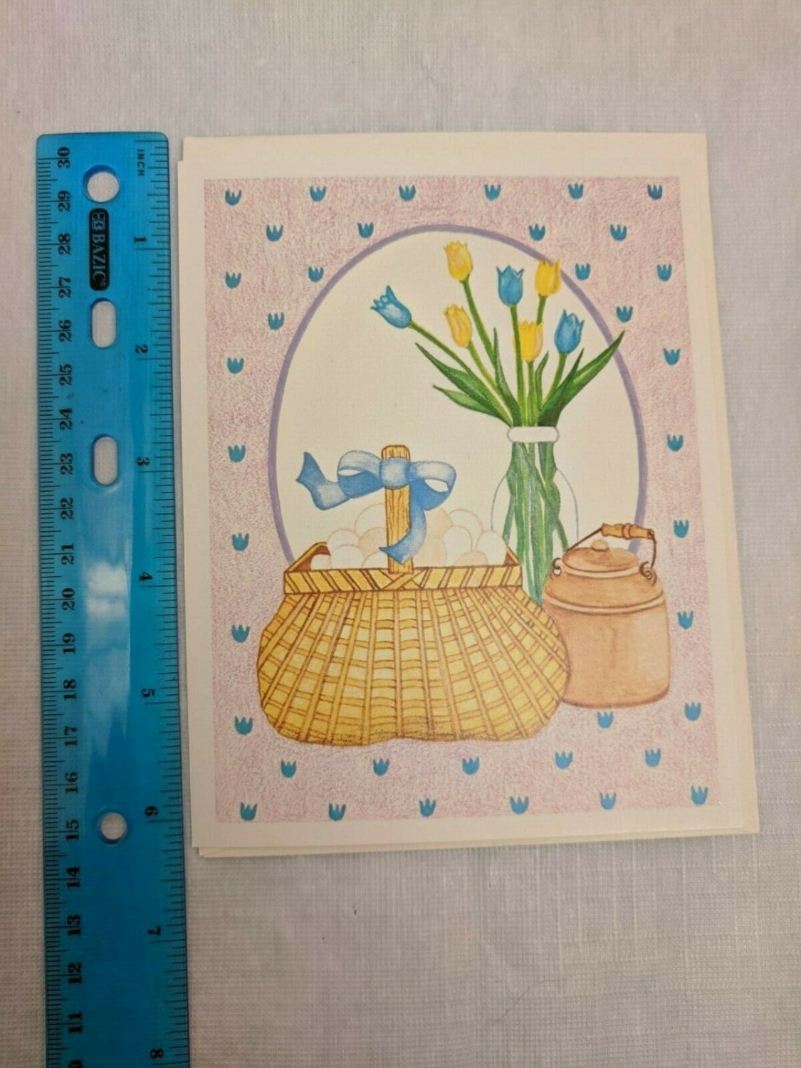 Note Card Blank Inside Leanin Tree Mary C Furch Illustration Egg Basket, Flowers