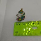 Unicorn Pony Head Metal Enamel Push-Pin Closed Eyes Teal/Yellow/Purple Hair
