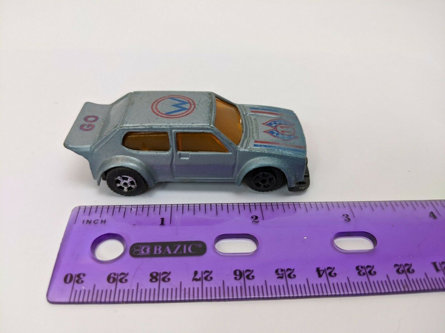 Made in Macao Pull-back Car #M11 Gray-Blue W 11 2.5" Long Red *Junkyard*