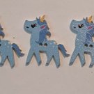 Blue Unicorn Button Lot of 5 Matching Painted Wood 2-Hole Buttons
