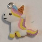 Unicorn Pony Resin Necklace Jewelry Pendant **NO CHAIN** White/Rainbow Hair 18mm