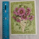 Jane Shasky Blank Note Card Pink Flowers in Cone Container Victorian