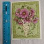Jane Shasky Blank Note Card Pink Flowers in Cone Container Victorian