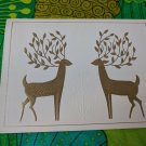 Famous Artists Studios Christmas Holiday Card Unused VTG White/Gold Deer