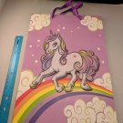 Purple Rainbow Unicorn Pony Gift Bag 12"x16.6"x5" Glitter, Clouds, Stars