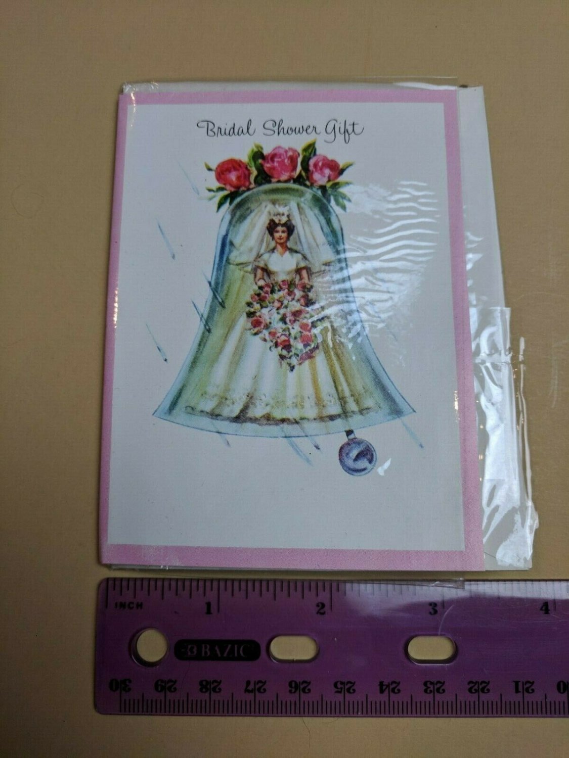 VTG Mini Bridal Shower Gift Card New in Wrapper Bride in Bell