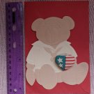 Hallmark 1990 Showcase Series Teddy Bear USA Heart Pin Note Card Unused Vintage