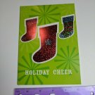 Creative Presence Christmas Holiday Card Red Silver Green Foil Stockings Cheer