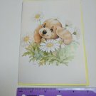 Get Well Greeting Card Unused Morehead Inc Gold Puppy in Daisies