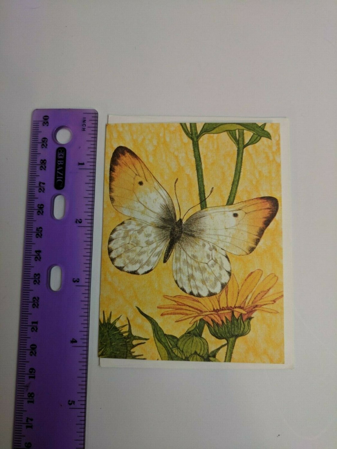 Current Inc Blank Mini Gift Note Card Yellow Butterfly & Flowers