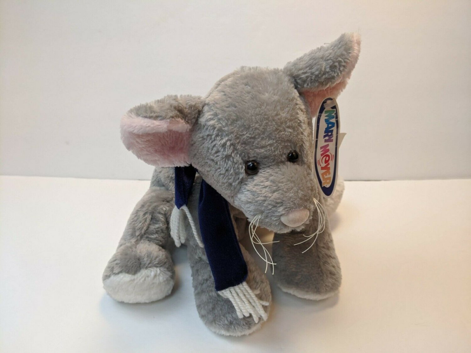 Mary Meyer Flip Flops Gray Mouse w/ Blue Scarf 11" Long Plush Stuffed Animal