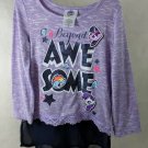 My Little Pony Girl's Shirt XS BEYOND AWESOME Purple Blue Trim Glitter Lettering