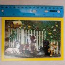 Blank Note Card Puppies & Kittens at Mailbox, Fence by Giordano Studios