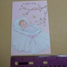 VTG 1970s Baby Announcement Card Pink Bassinet Fravessi Amont Inc