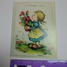 Anneliese Greeting Card A Cheerful Hello Girl w/ Potted Flower, Bird