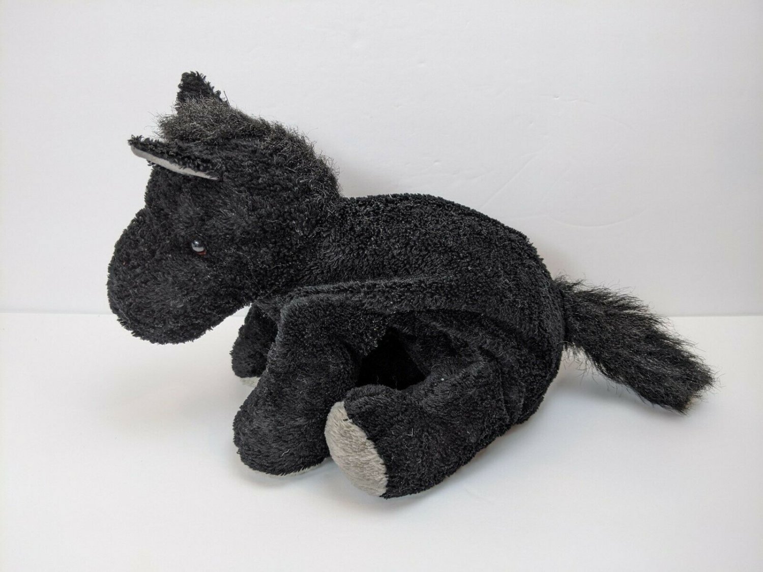 Floppy Black/Gray Pony Horse Plush Stuffed Animal 12" Long USED
