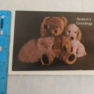 Season's Greetings Happy New Year Card - Fluffy Kitten, Puppy & Teddy Bear