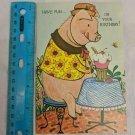 VTG Quality Crest Kid's Birthday Card Pig w/ Ice Cream, Word Scramble