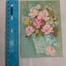 Sangamon VTG Blank Note Card Pink Roses in Basket