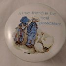 VTG Holly Hobbie Round Lidded Trinket Box Blue Girl & Boy, Geese