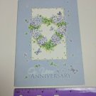 On Your Anniversary VTG Greeting Card Unused Brookins Group Floral Heart Wreath