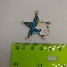 Unicorn Pony Head on Blue Star Pendant Charm 3cm Across