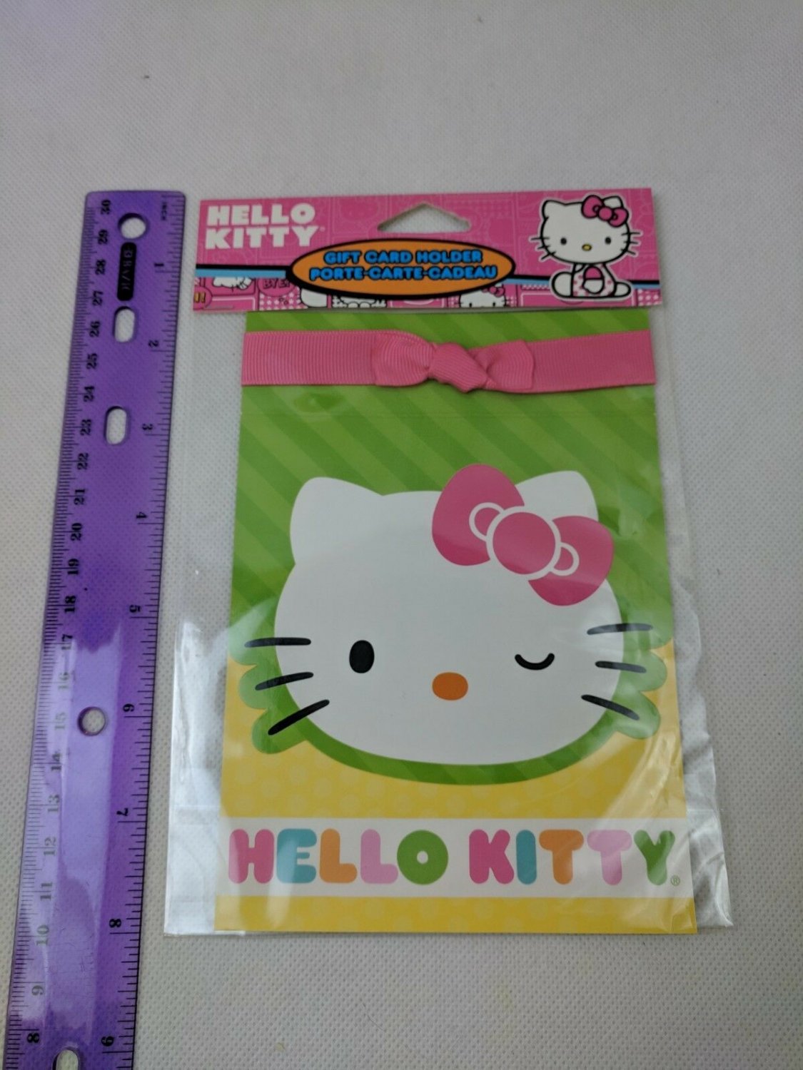 Hello Kitty Gift Card Holder ONLY Sanrio American Greetings Green Yellow Pink