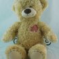 Build A Bear Workshop Tan Teddy Bear Plush w/ Heart Patch, Stitching 15" Sitting