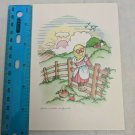 Current Inc Joan Walsh Anglund Postcard Blonde Girl at Fence Watching Sun, Farm