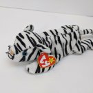 Ty Beanie Baby BLIZZARD White/Black Tiger Cat