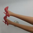 12" Fashion Doll Pair of Red High-heel Back Strap Sandal Shoes for Curve Foot