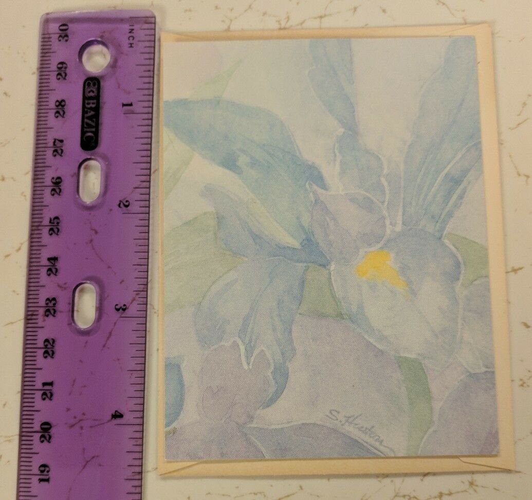 Current Inc. Blue Iris Flowers Small Blank Note Card Unused Vintage