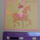 VTG 1970's Mini Gift Card Girl on Carousel/Merry Go Round Horse Gold/Pink