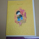 VTG 1970's Guess Who? Get Well Card Yellow Embossed, Little Boy & Girl