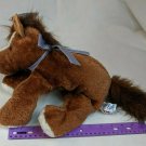 Mary Meyer Flopsies Beanie Plush Stuffed Animal Brown Horse w/ Blue Bow