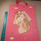 Pink & Gold Unicorn Gift Bag 12"x16.6"x5" Stars, Clouds, Glitter
