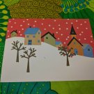 Famous Artists Studios Christmas Holiday Card Unused Abstract Village