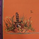Vintage 1970's? Raccoon w/ Fish Blank Tri-fold Note Card Unused