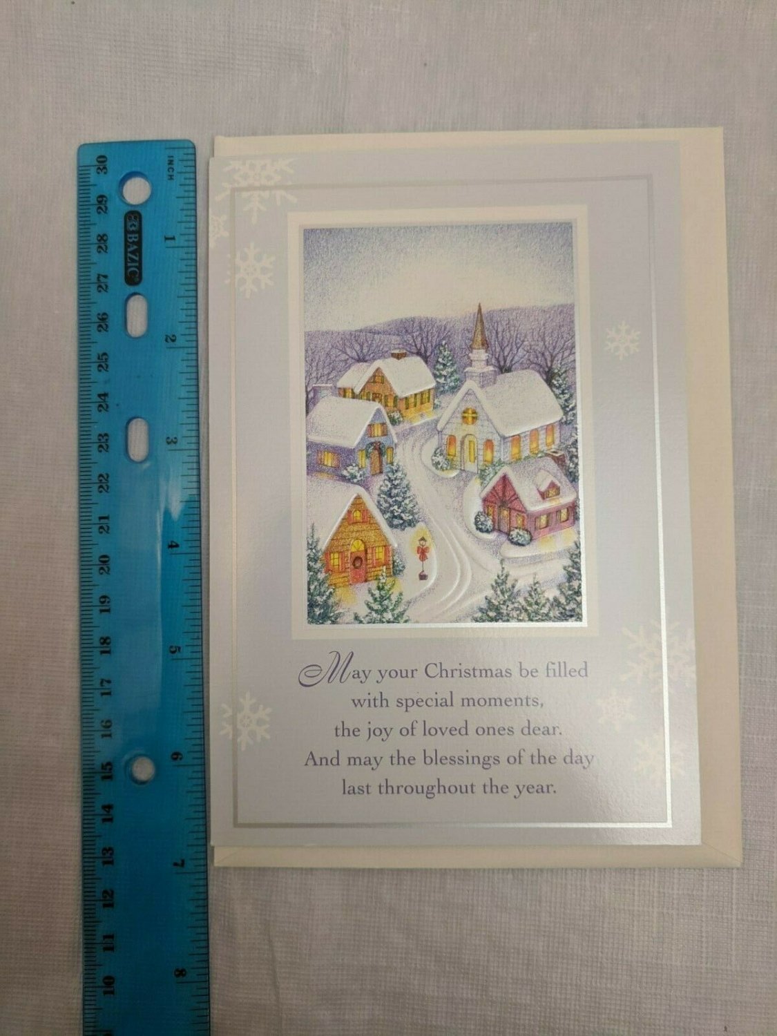 Joyfully Yours Christmas Card Snowy Village, Church Scene