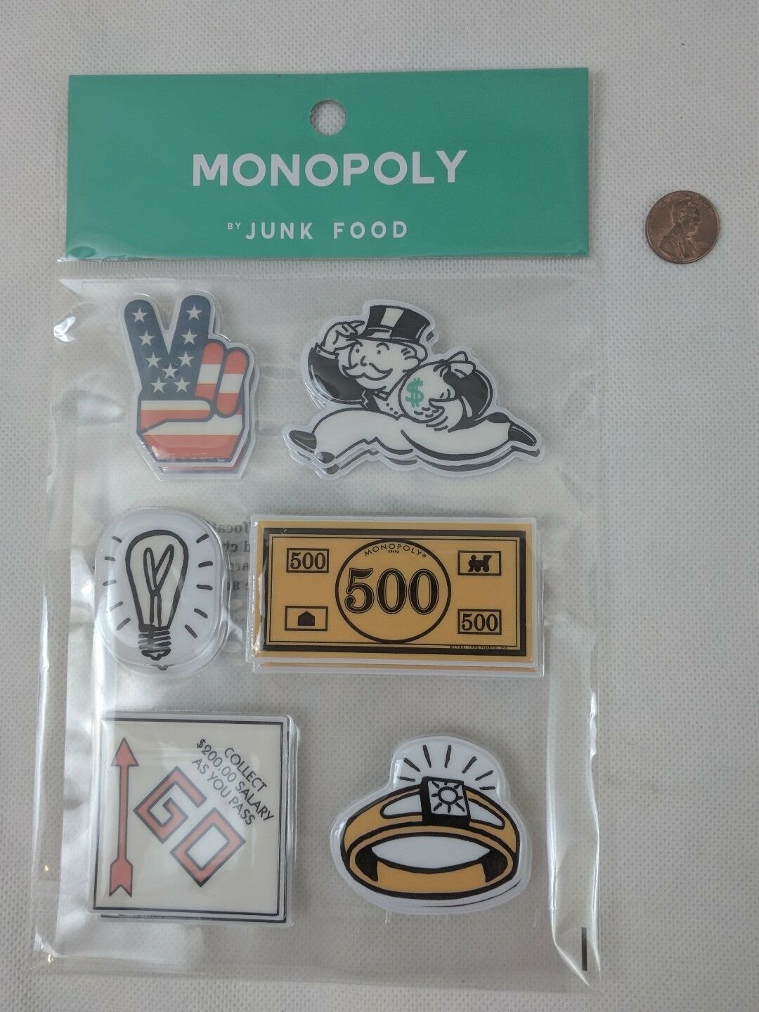 MONOPOLY Puffy Stickers Crafting Scrapbooking by Junk Food 3 Sheets, 18 Stickers