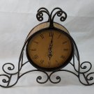 Distressed Shabby Mantle Clock Metal Scrollwork Bamboo Siding - needs repair