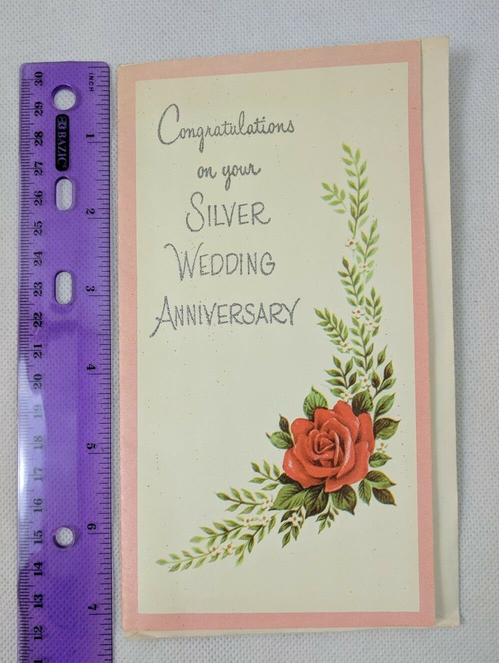 Vtg Greeting Card Glitter Silver Wedding Anniversary Unused 1950/60's by Miller