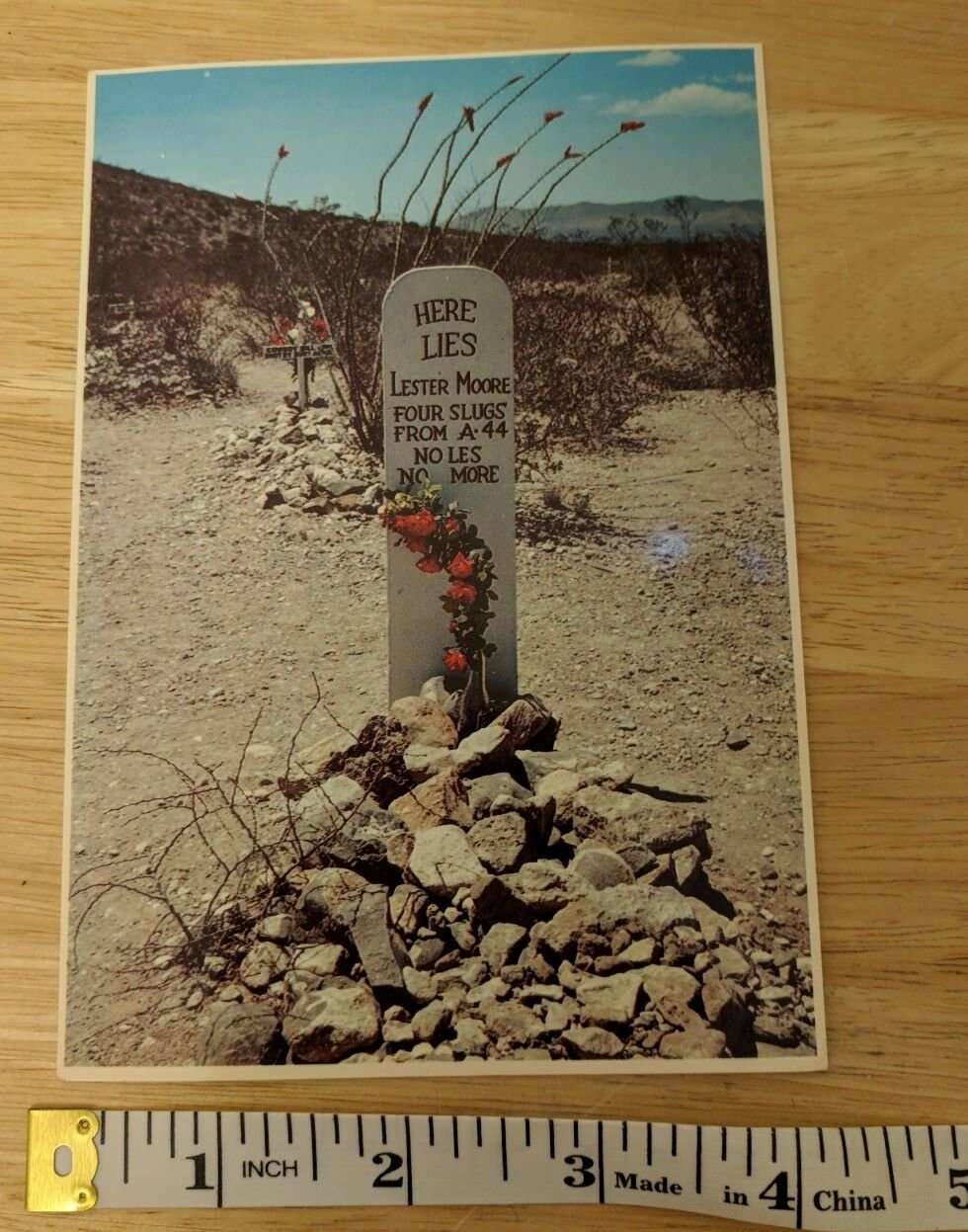 Petley Frameables Postcard Unused Boothill Graveyard Tombstone AZ Lester Moore